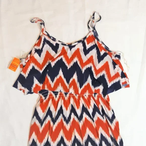 West Loop Size Large Red White Blue Print Maxi Dress NWT - Picture 4 of 15